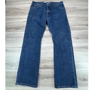 Levis 517 Boot Cut Jeans Mens 34x32 Dark Wash Blue Denim Cotton 00517-0216